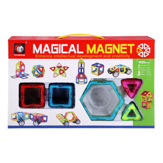 Science magnetische tegels diverse vormen 40 delig 5,5 cm 