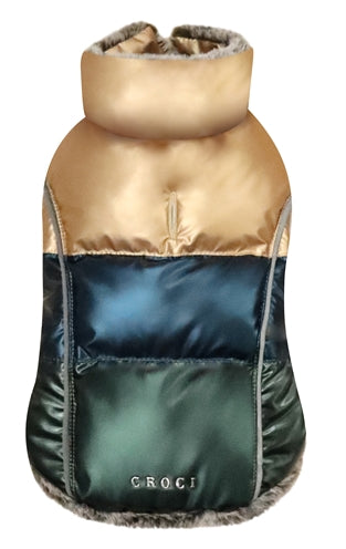 Croci hondenjas rapsody metallic gevoerd goud blauw groen