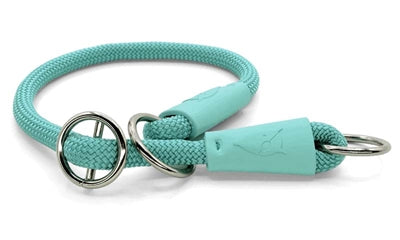 Morso Halve slip halsband hond normaal touw gerecycled aquamarijn blauw