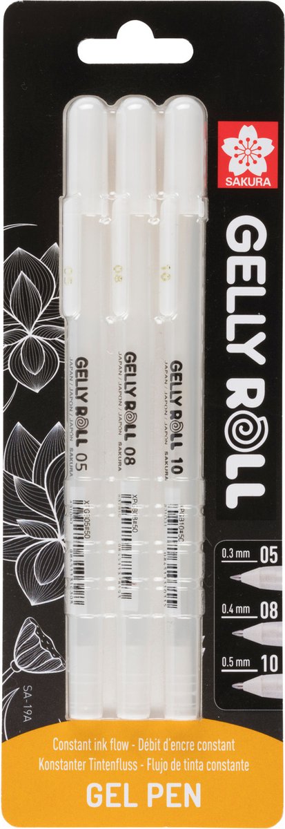 Sakura blisterkaart gelly rol 05, 08, 10 wit, 3 stuks