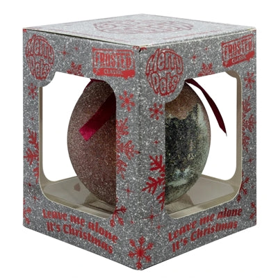 Plenty Gifts kerstbal frosted grijze kat rood