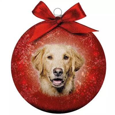 Plenty Gifts kerstbal frosted golden retriever rood