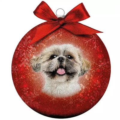 Plenty Gifts kerstbal mat shih tzu rood