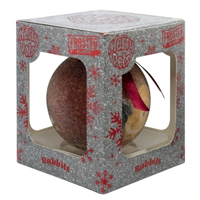 Plenty Gifts kerstbal frosted konijnen rood