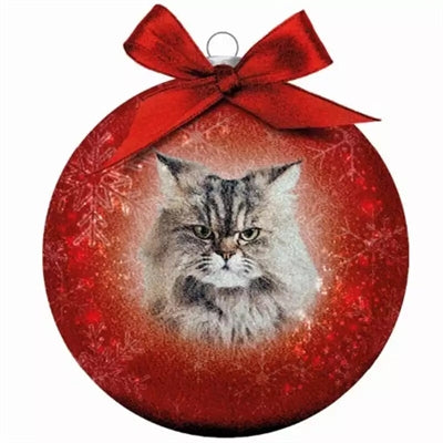 Plenty Gifts kerstbal frosted norse kat ga weg rood