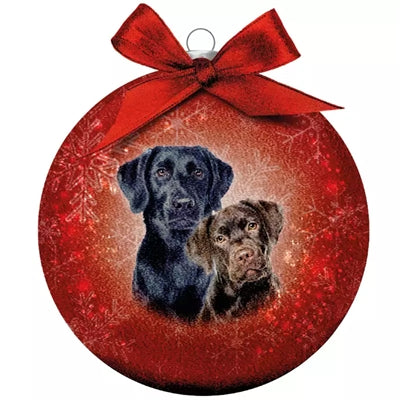 Plentygifts kerstbal frosted labradors rood