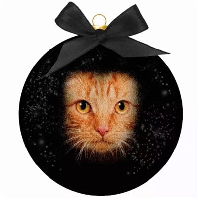 Plenty Gifts kerstbal frosted rode kat ogen zwart