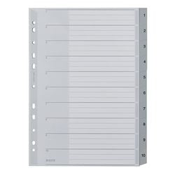 Numerieke tabbladen leitz 1280 grijs pp (polypropeen)