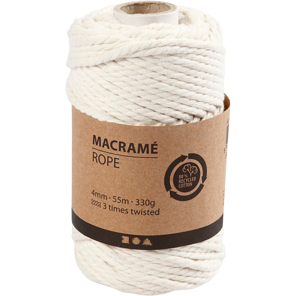 Creativ company macramé koord gebroken wit, 55m