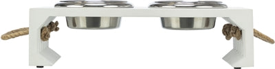 Trixie be nordic set voerbak waterbak hout RVS wit