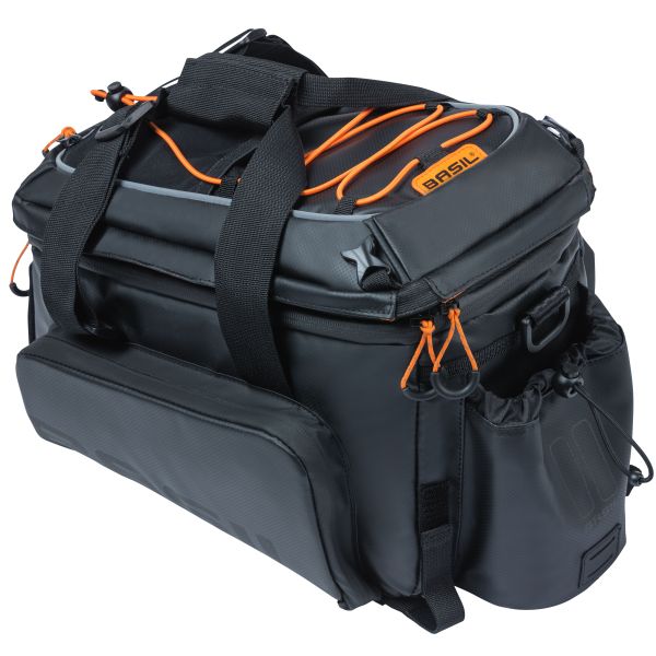 Basil Miles XL Pro Trunkbag, black orange, waterproof, 9-36L, suitable for e-bikes