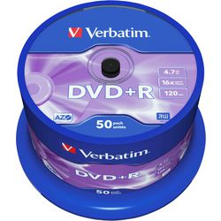 Dvd+r spindel 4,7gb verbatim 16x 50 stuk