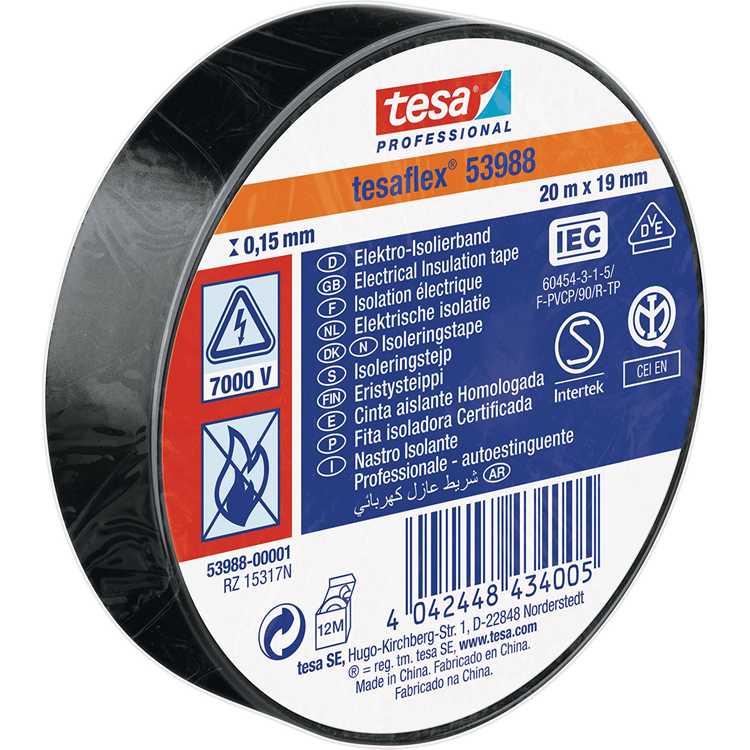 Tesa professional 1064477 - tesa 53988 electronische isolatietape 20m 19mm zwart | 10 stuks