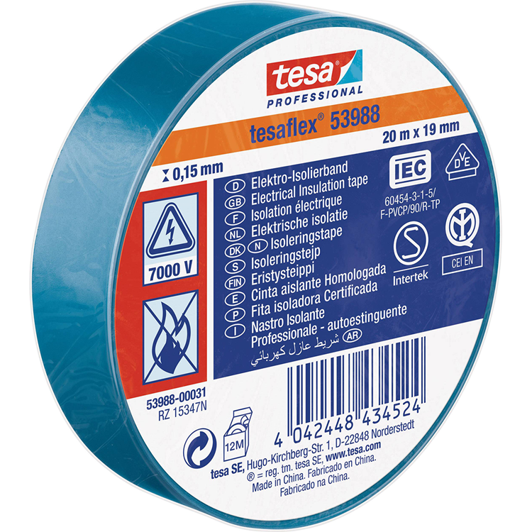 Tesa professional tesa isolatietape 19mm - 20 meter - blauw