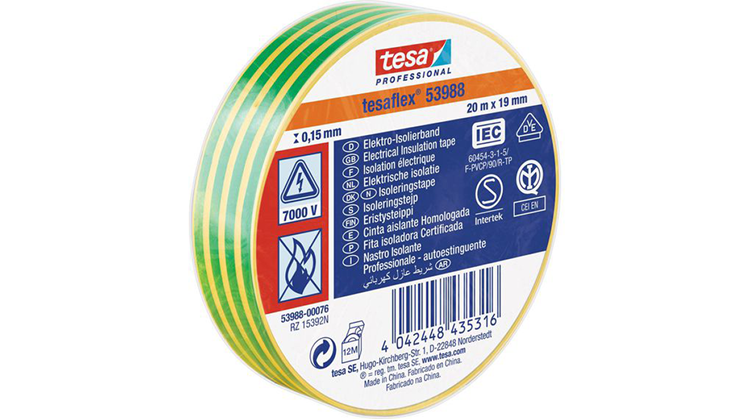 Tesa professional tesa isolatietape 19mm - 20 meter - groen geel