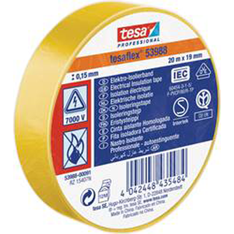 Tesa professional 1064504 - tesa 53988 electronische isolatietape 20m 19mm geel | 10 stuks