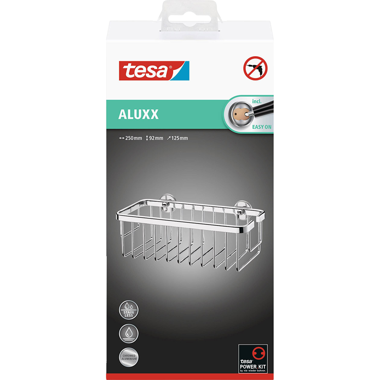 Tesa ® aluxx douche- badrek, hoogglans verchroomd aluminium, zelfklevend