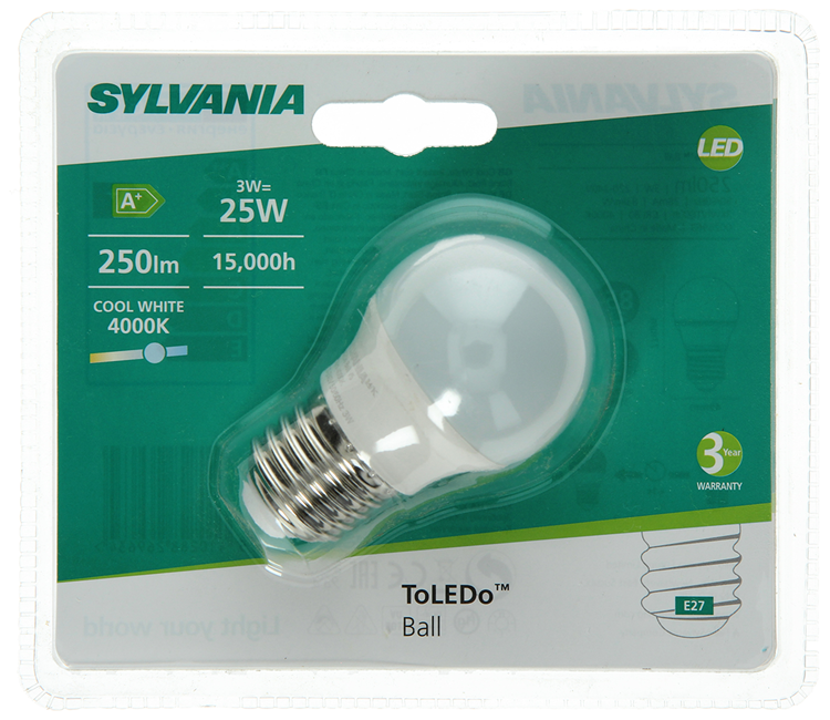 Sylvania 1045303 - toledo ball fr 250lm 840 e27 bl | 6 stuks