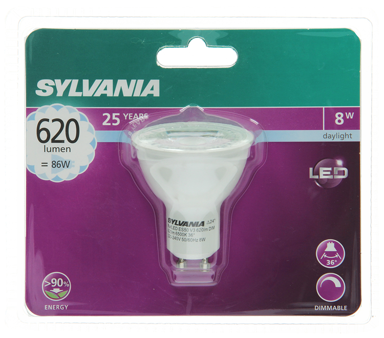 Sylvania 1059974 - syl led spot gu10 10,8w = 86w 620lm 6500k dim | 6 stuks