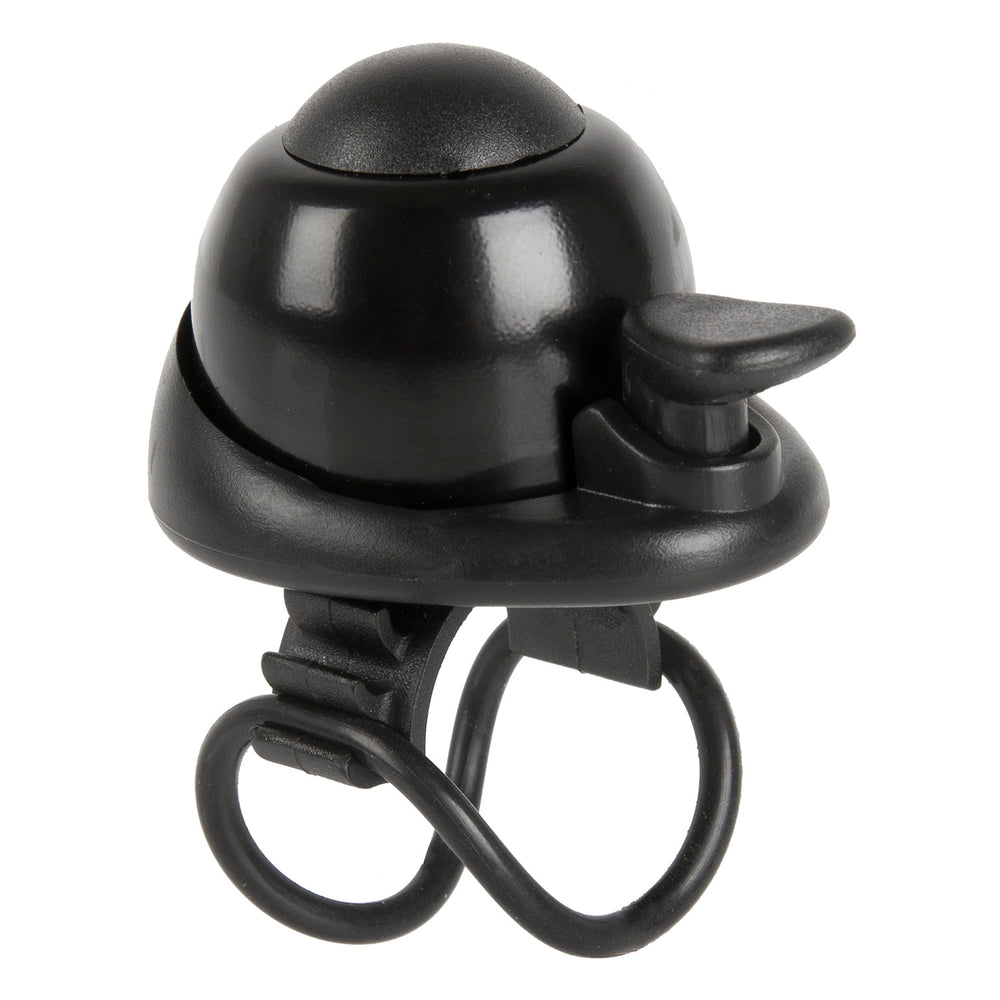 Mini sonnette M-Wave, noire avec anneau en caoutchouc