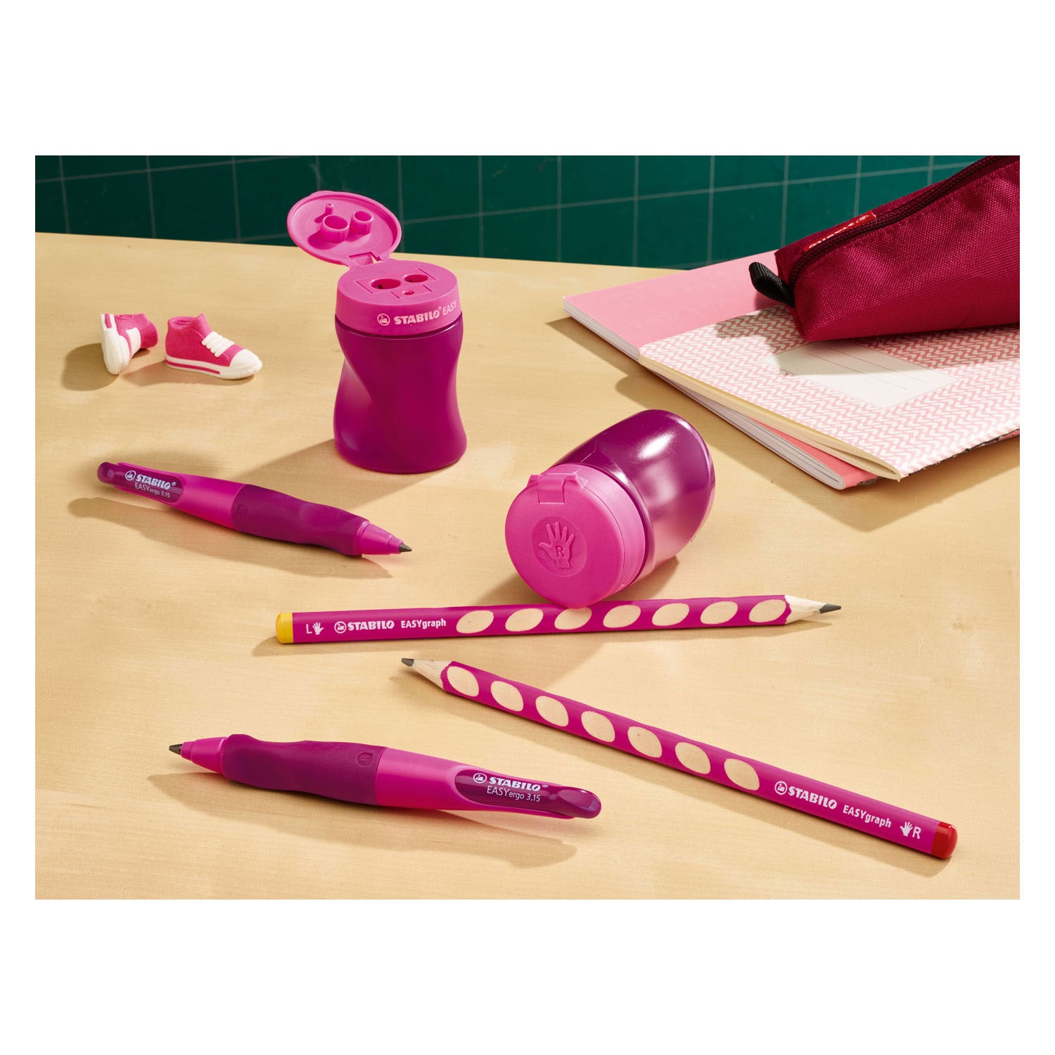 Stabilo easyslijper - 3 in 1 puntenslijper - schakels - roze