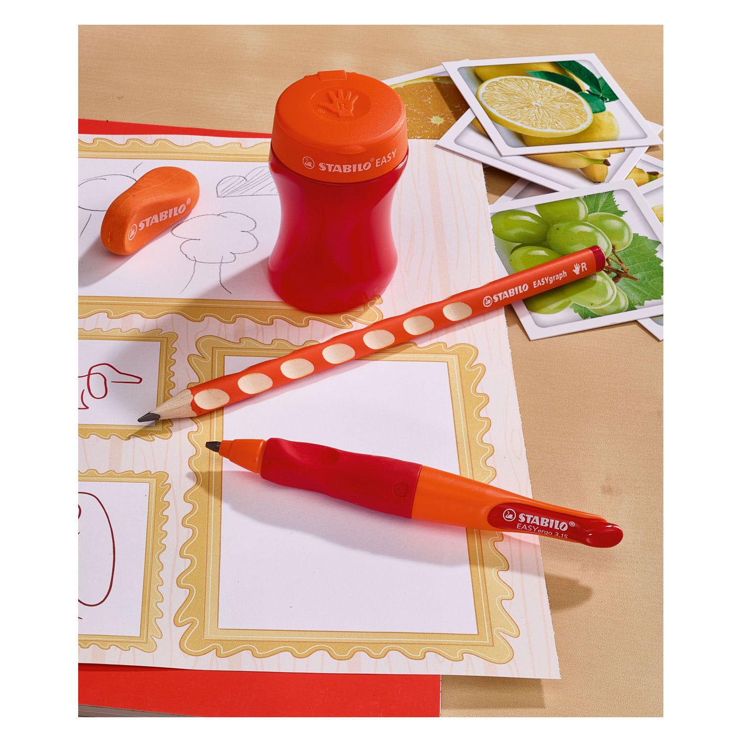 Stabilo easysharpener - 3-in-1 sharpener - right-handed - red