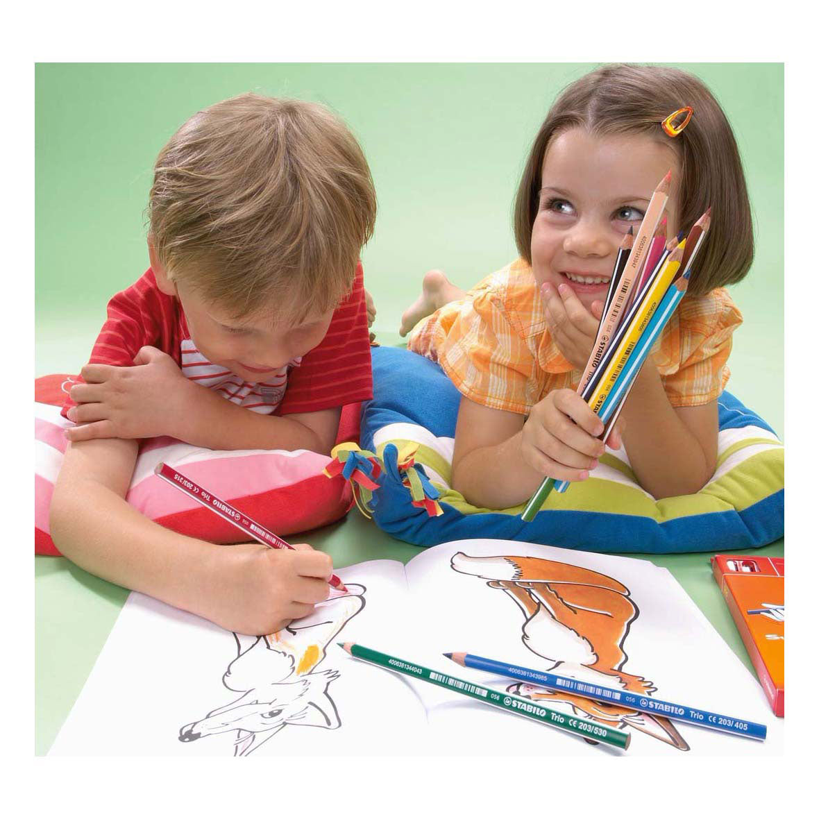 Stabilo trio thick - triangular colouring pencils with extra thick 4.2 mm lead - pack of 12 colours