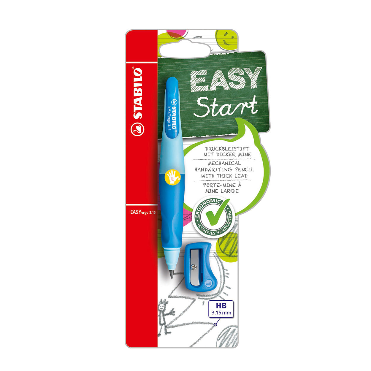 Stabilo easyergo 3.15 - ergonomisch vulpotlood - linkshandig - blauw
