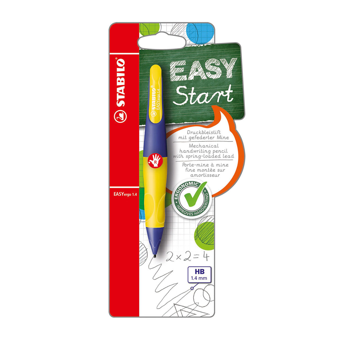 Stabilo easyergo 1.4 - ergonomisch vulpotlood - rechtshandig - neon geel