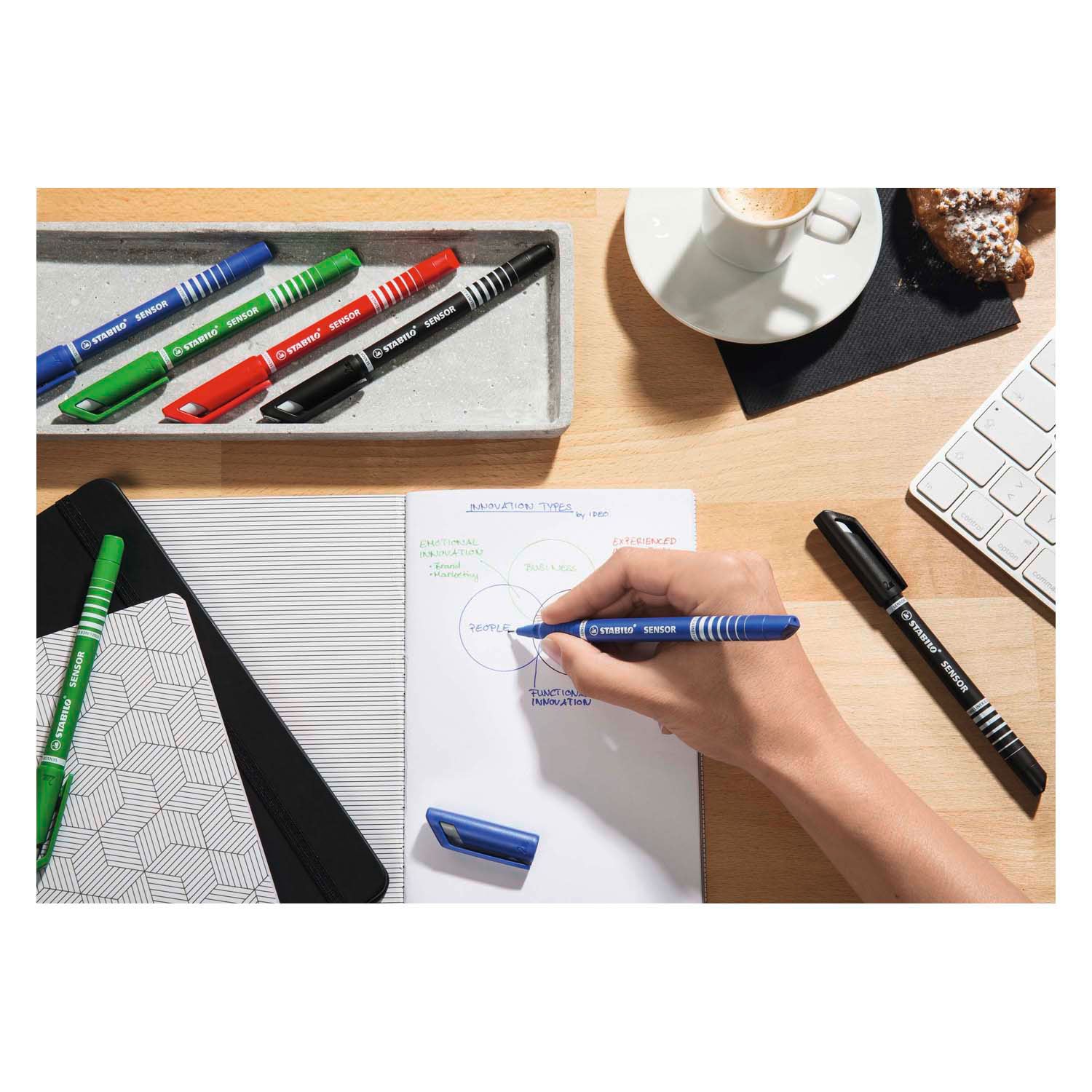 STABILO SENSOR - Fineliner 0,3 mm - Set Met 8 Stuks