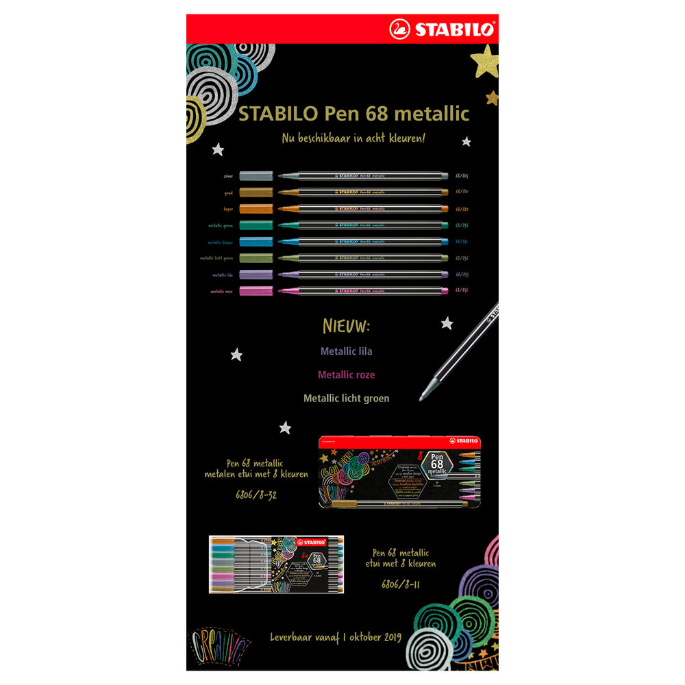 Stabilo viltstift pen 68 metallic etui a 8 stuks