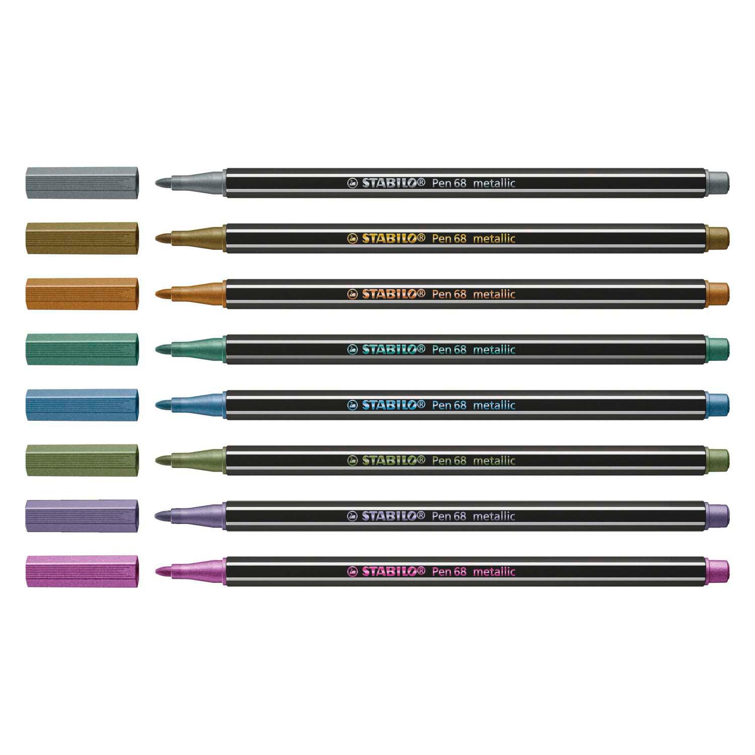 STABILO Pen 68 Metallic Metalen Doos Viltstiften, 8st.