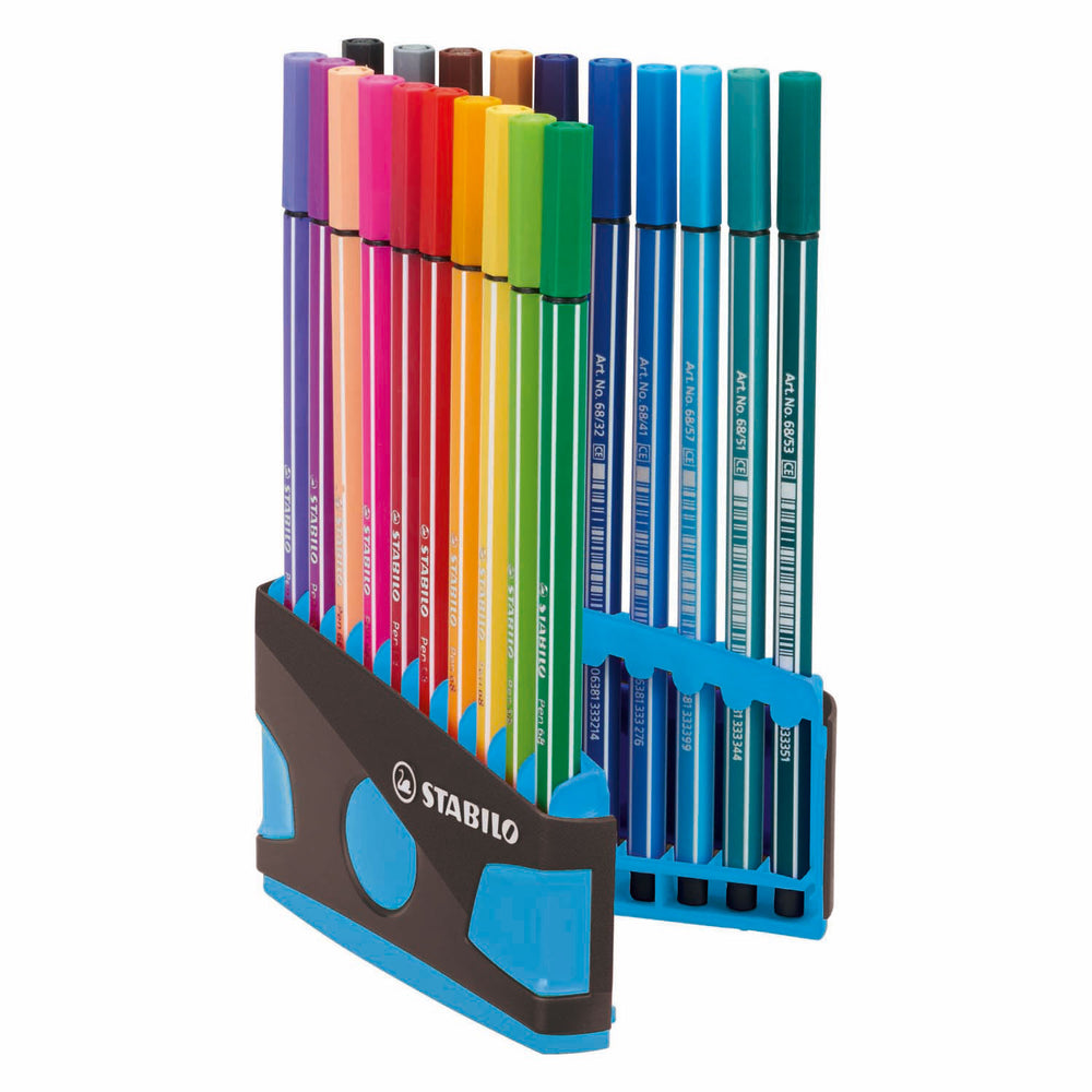 Stabilo viltstift pen 68 colorparade antraciet blauw box a 20 stuks