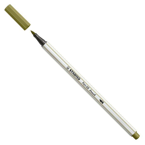 Stabilo pen 68 brush - viltstift - modder groen (37)