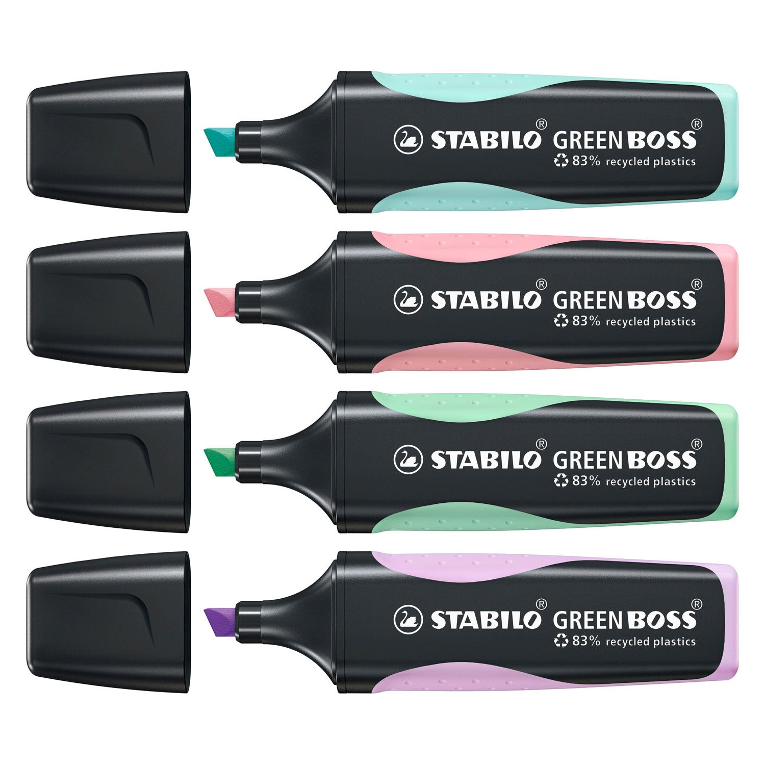 Stabilo green boss pastel - markeerstift - set van 4 stuks