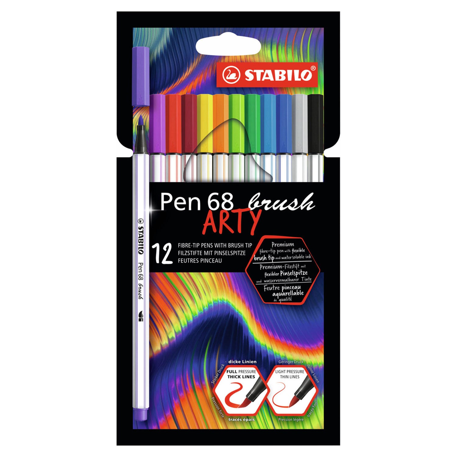 Stabilo Pen 68 Kwast ARTY Viltstiften 12 stuks