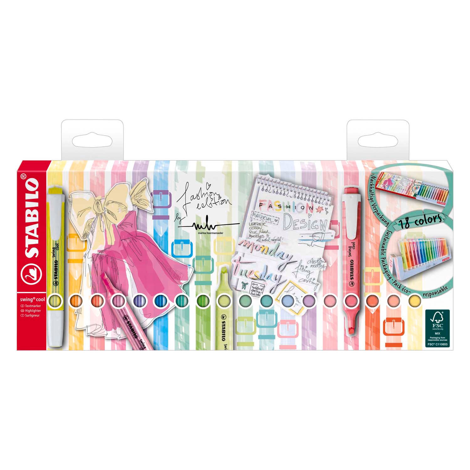 Stabilo swing cool - markeerstift - 18 stuks bureauset