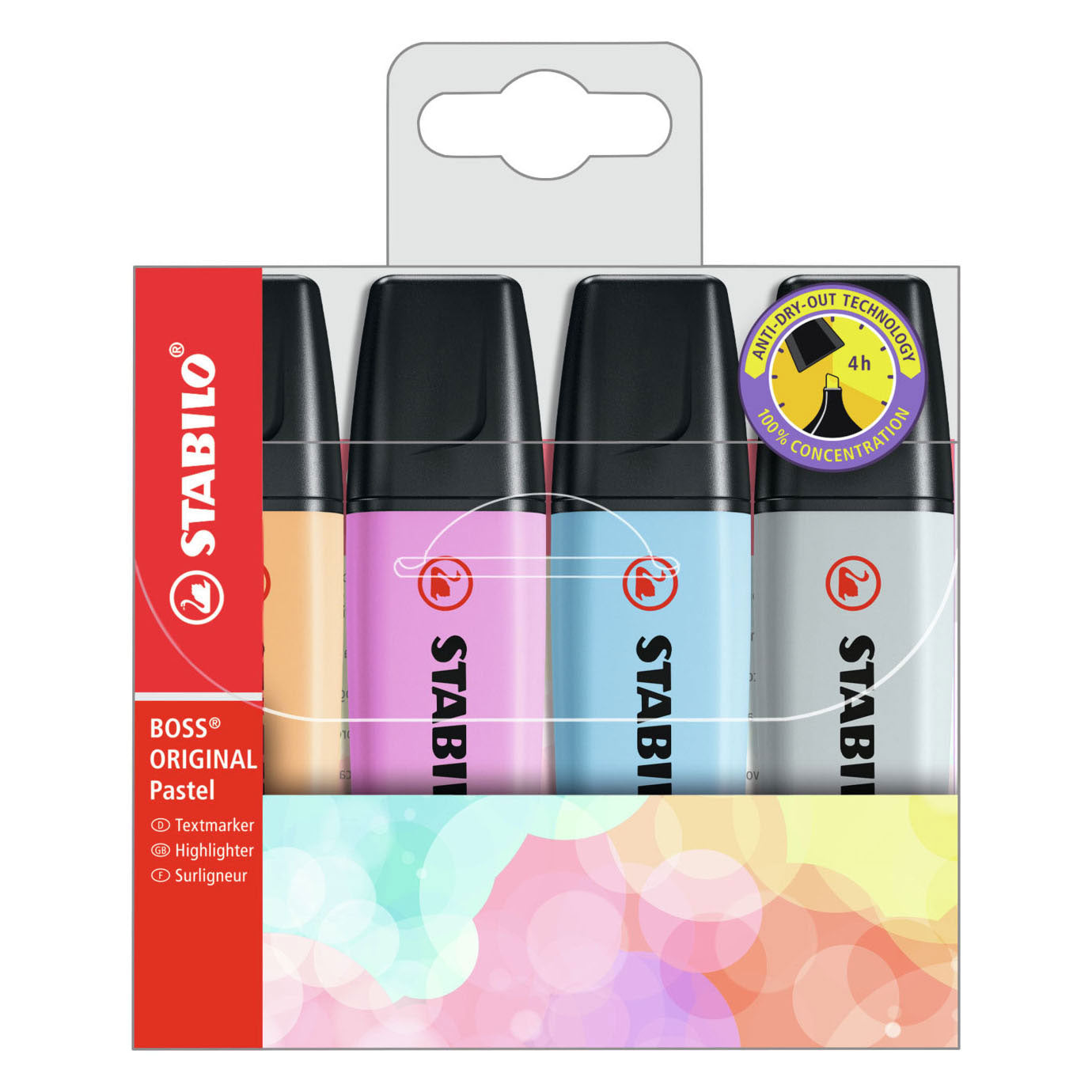 Stabilo boss original pastel - markeerstift - set 4 stuks