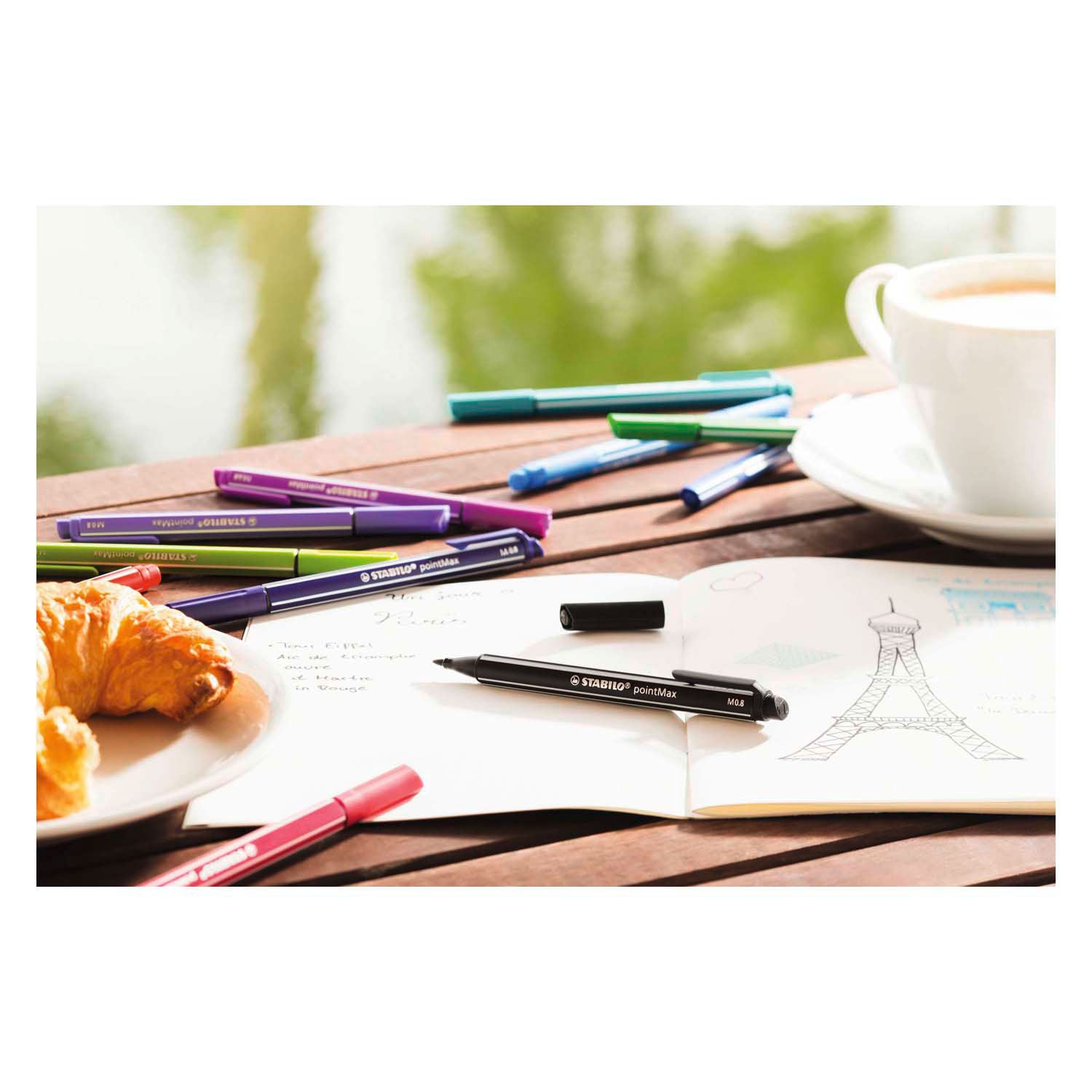 Stabilo pointmax pastel - hardtip fineliner - set met 8 stuks