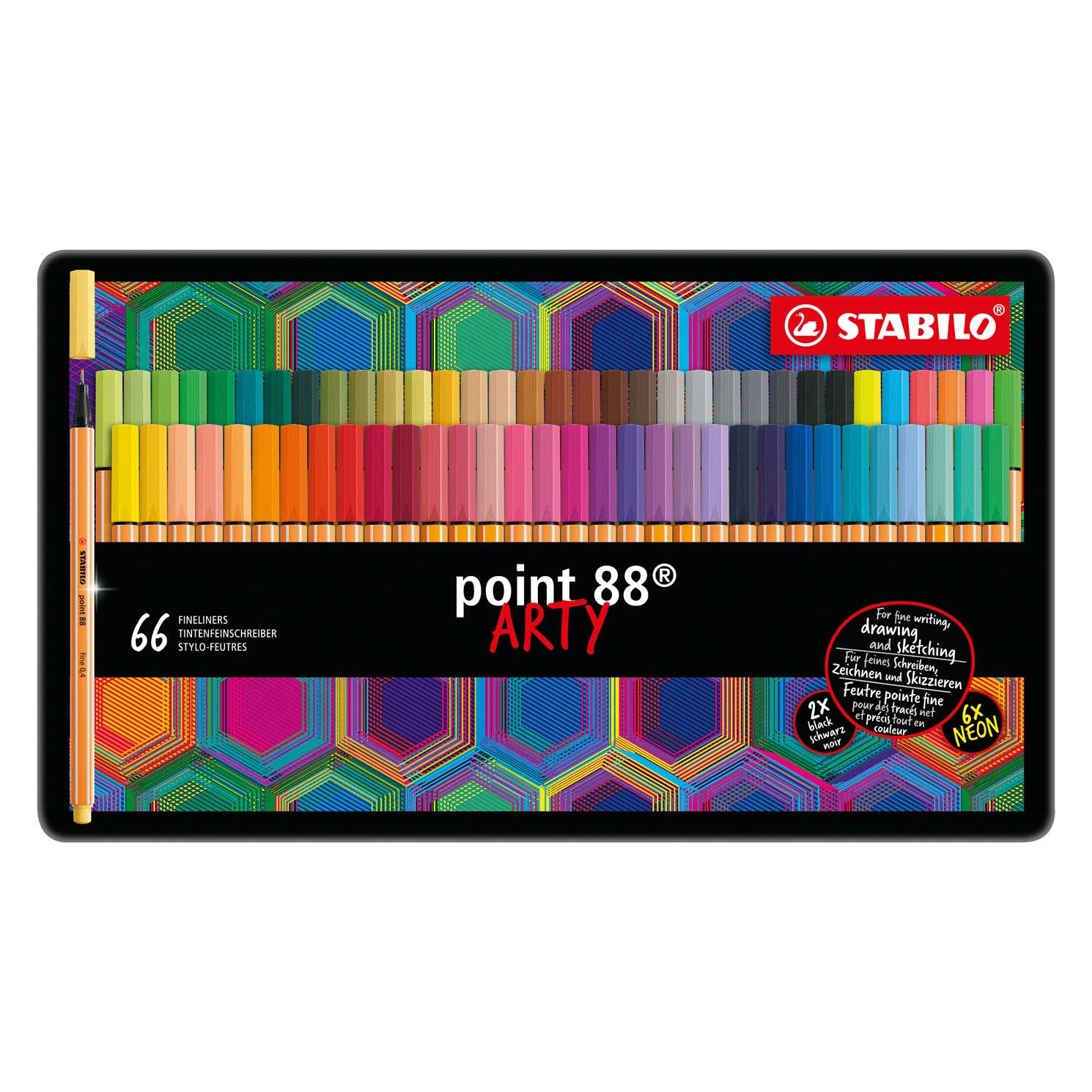 Stabilo point 88 - fineliner - arty - metalen set met 66 stuks