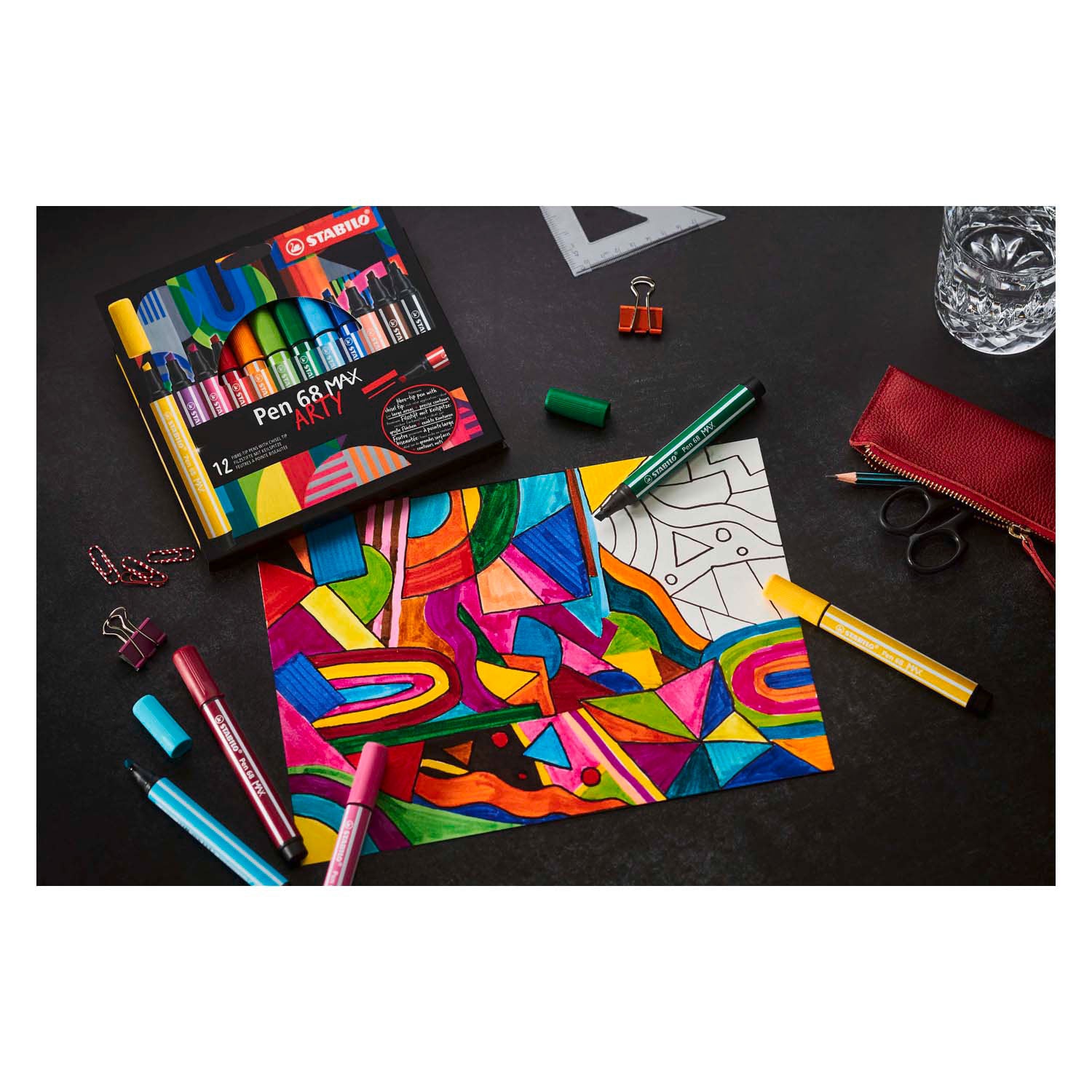 STABILO Pen 68 MAX Viltstift Met Dikke Beitelpunt Donker blauw