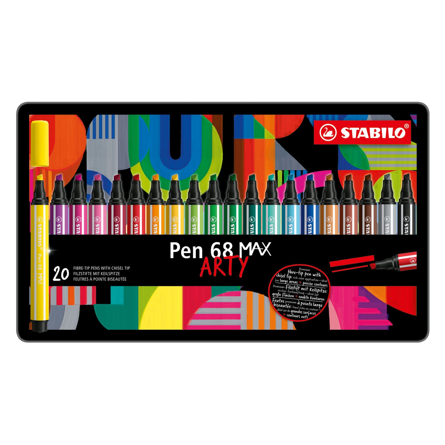 Stabilo Pen 68 Max Arty - Fibre-tip pen with large chisel tip - set of 20