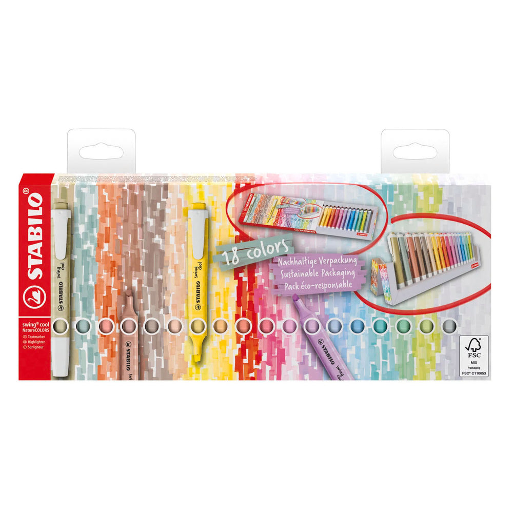 Stabilo swing cool naturecolors bureau set markeerstiften - 18dlg.