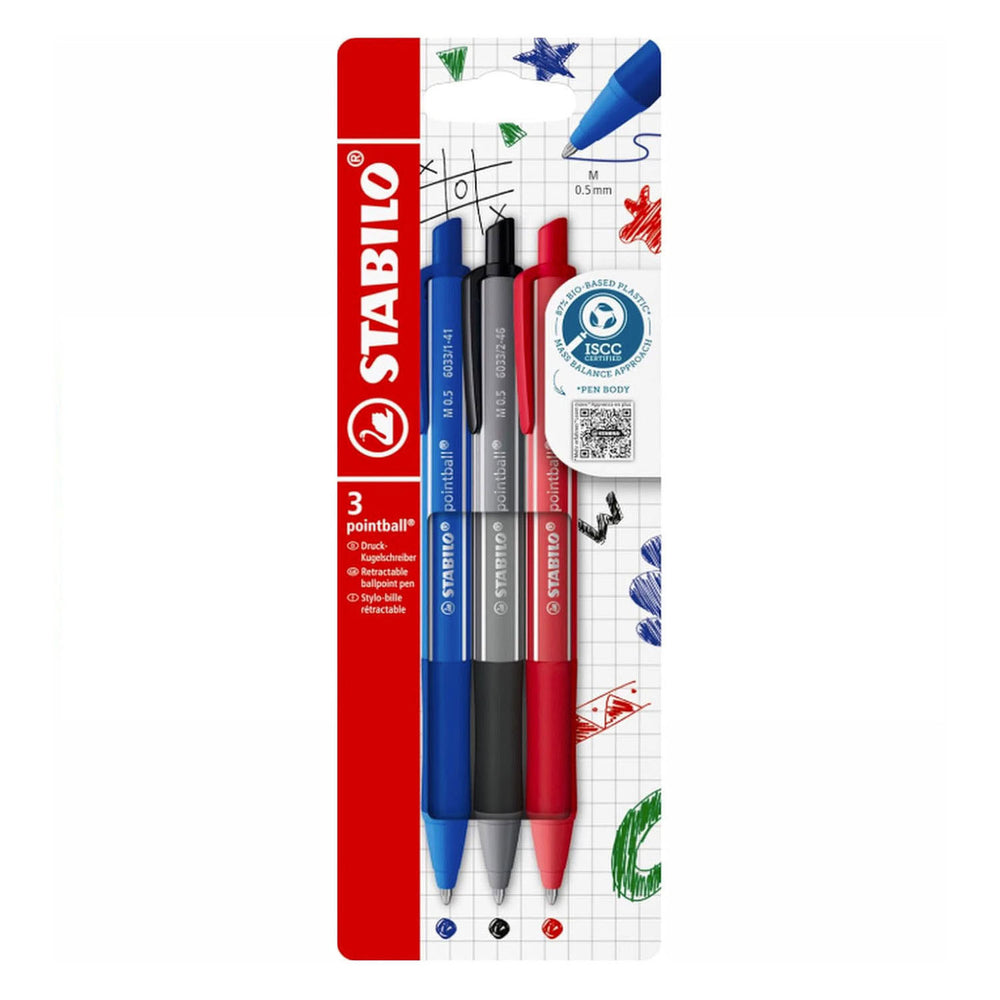 Stabilo pointball - balpen - colorful - navulbaar - etui met 3 kleuren