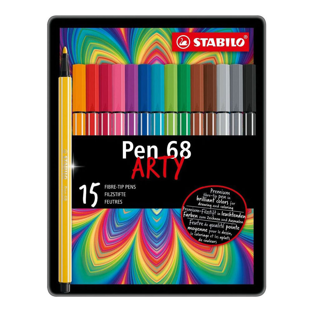 Stabilo pen 68 arty viltstiften in metalen etui - 15dlg.