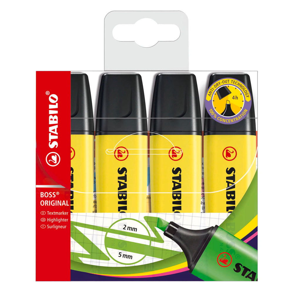 Stabilo boss original markeerstiften geel - 4st.