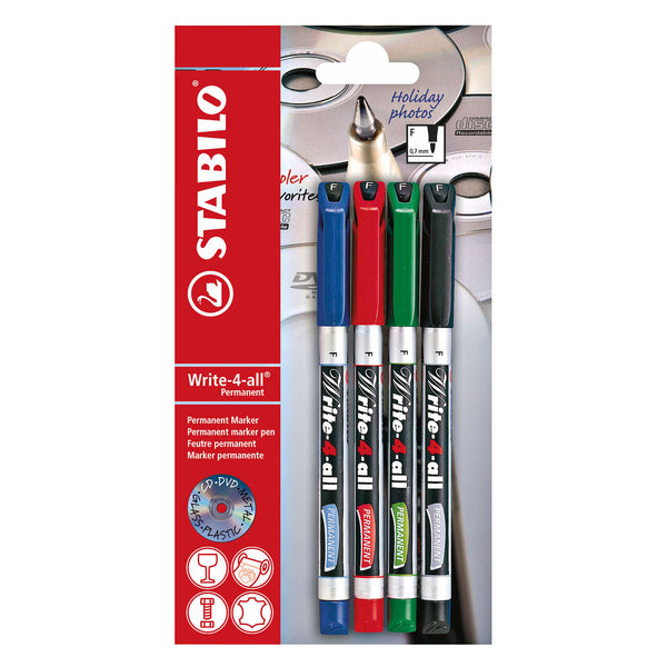 Stabilo write-4-all fijn (0,7mm) permanente marker - 4dlg.