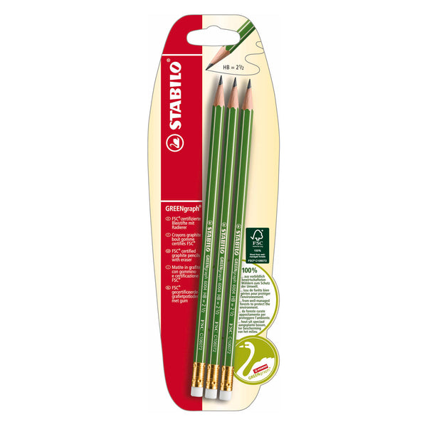 Stabilo greengraph hb grafietpotloden - 3dlg. met gum