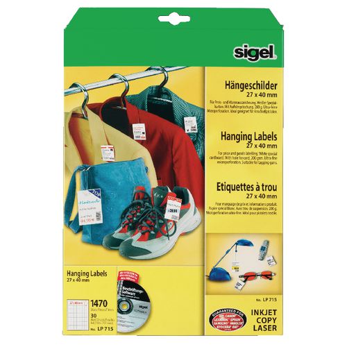 Hangetiket lp715 sigel 27x40mm 200g m2 wit 750 stuk