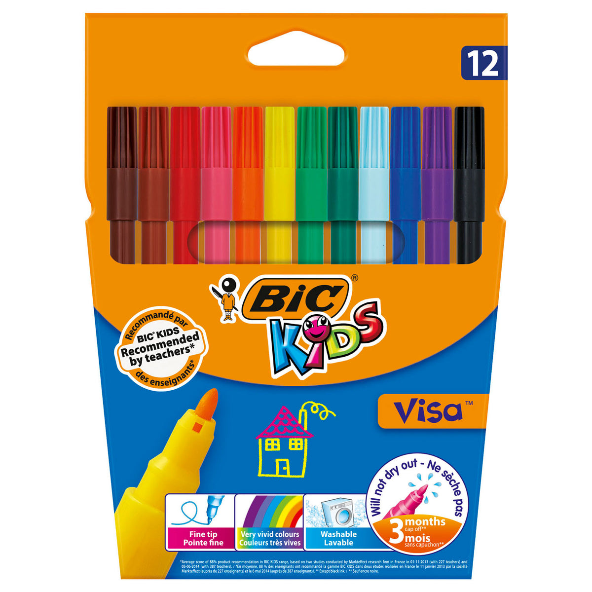Bic felt tip pens assorted colours 12pcs
